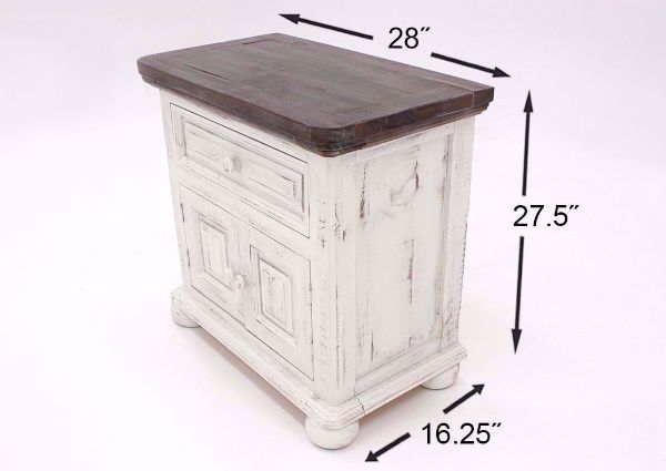 Distressed White Allie Nightstand Showing the Dimensions | Home Furniture Plus Mattress