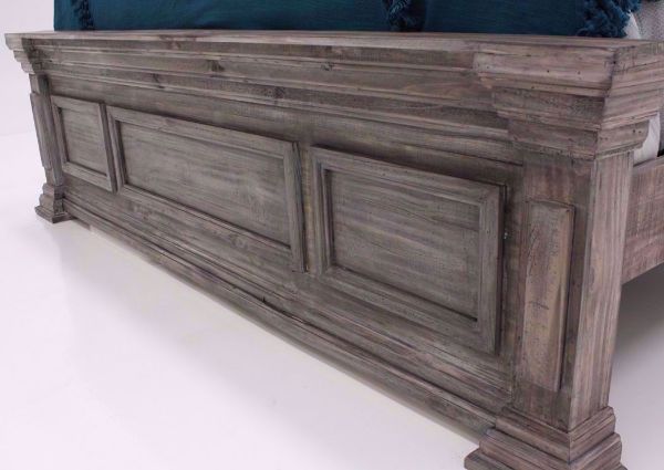 Weathered Gray Maverick Queen Size Bed Showing the Footboard at an Angle | Home Furniture Plus Bedding