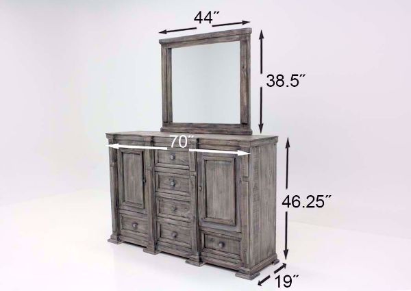 Weathered Gray Maverick Dresser with Mirror Dimensions | Home Furniture Plus Bedding