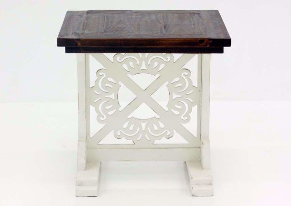Two-Tone White and Brown Mandalay End Table, Front Facing  | Home Furniture Plus Bedding