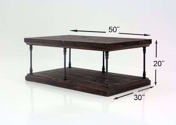 Dark Brown Oliver Coffee Table Dimensions | Home Furniture Plus Mattress