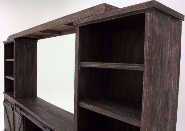 Barnwood Brown Braxton Entertainment Center Showing the Top Half Detail | Home Furniture Plus Bedding
