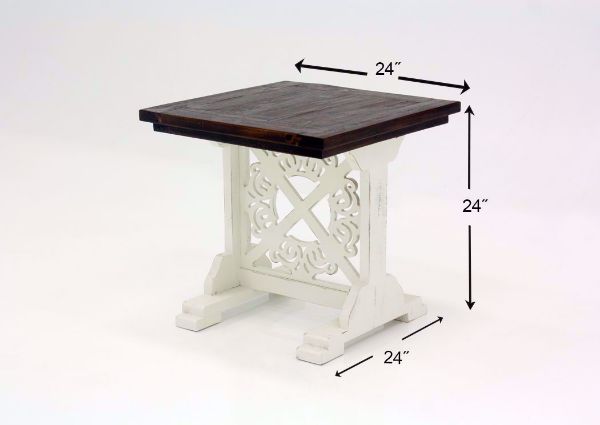Two-Tone White and Brown Mandalay End Table Dimensions | Home Furniture Plus Bedding