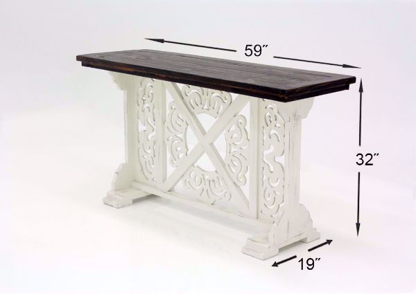 Two-Tone White and Brown Mandalay Sofa Table Dimensions | Home Furniture Plus Bedding