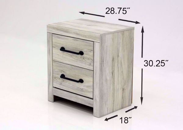 Rustic White Cambeck Nightstand by Ashley Furniture Showing the Dimensions | Home Furniture Plus Mattress