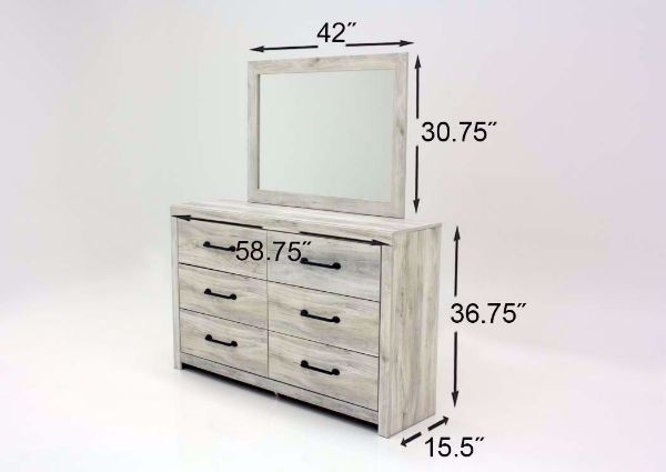 White Cambeck Bedroom Set by Ashley Furniture Showing the Dresser and Mirror Dimensions | Home Furniture Plus Mattress