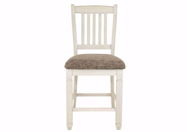 Front Facing View of the Antique White Upholstered Bolanburg Barstool by Ashley Furniture | Home Furniture Plus Mattress
