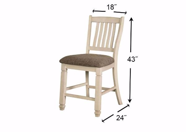 Dimensions of the Antique White Bolanburg Barstool by Ashley Furniture  | Home Furniture Plus Mattress