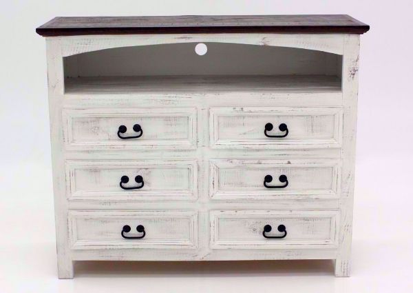 Rustic White Mansion TV or Media Chest of Drawers Facing Front | Home Furniture Plus Mattress