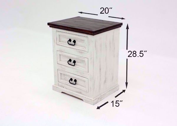Distressed White Mansion 3 Drawer Nightstand Dimensions | Home Furniture Plus Mattress