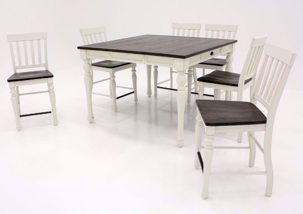 White Two-Tone Joanna Dining Table and Chair Set at an Angle | Home Furniture Plus Bedding