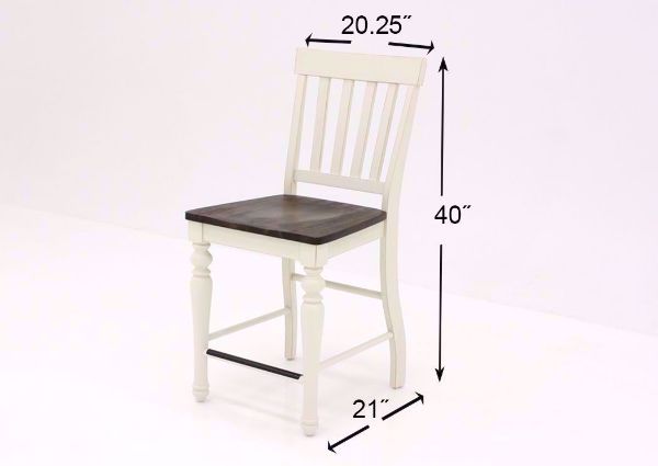 White Two-Tone Joanna Dining Table and Chair Set Showing the Barstool Dimensions | Home Furniture Plus Bedding