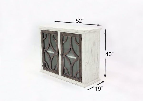 White Westgate Accent Cabinet Dimensons with Brown Lattice and Glass Doors that are Closed | Home Furniture Plus Bedding