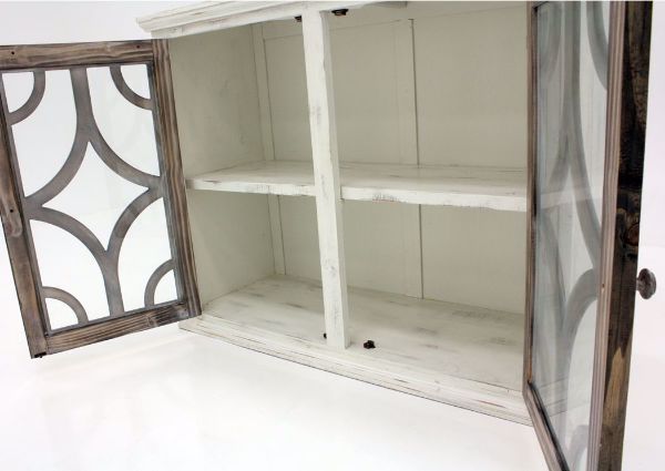 White Westgate Accent Cabinet with a View of the Interior Shelves | Home Furniture Plus Bedding