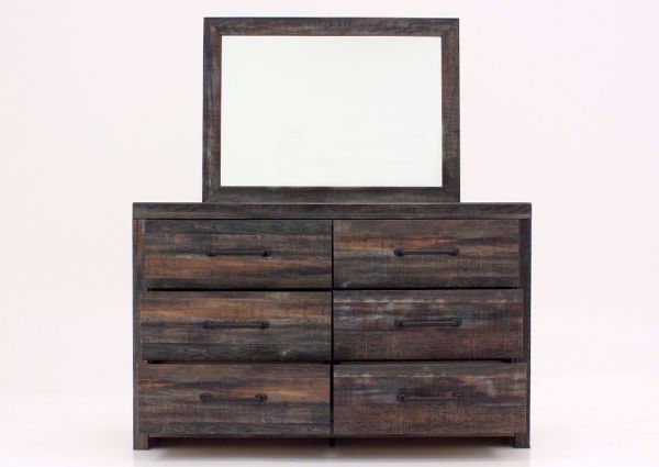 Rustic Barn Wood Brown Drystan Dresser with Mirror by Ashley Furniture Facing Front | Home Furniture Plus Mattress
