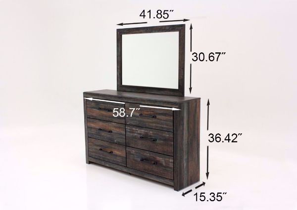 Rustic Barn Wood Brown Drystan Dresser with Mirror by Ashley Furniture Dimensions | Home Furniture Plus Mattress