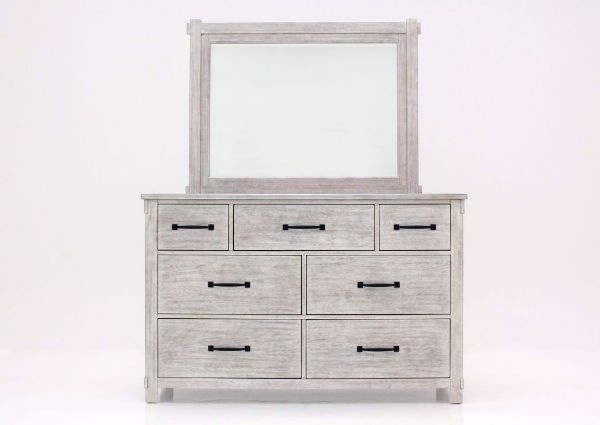 Distressed White Scott Dresser with Mirror by Elements Facing Front | Home Furniture Plus Mattress