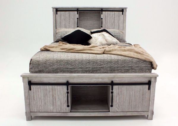 Distressed White Scott Queen Size Storage Bed by Elements Facing Front | Home Furniture Plus Mattress