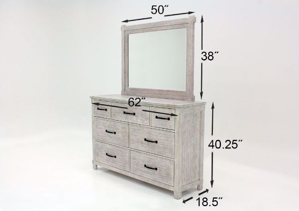 Distressed White Scott Dresser with Mirror by Elements Dimensions | Home Furniture Plus Mattress