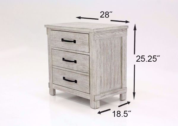 Distressed White Scott Storage Bedroom Set by Elements Showing the Nightstand Dimensions | Home Furniture Plus Mattress