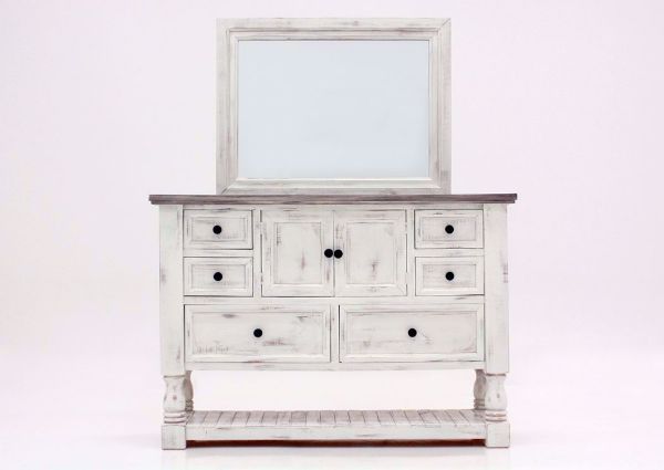 Rustic White Martha Dresser with Mirror by Vintage Furniture Facing Front | Home Furniture Plus Mattress