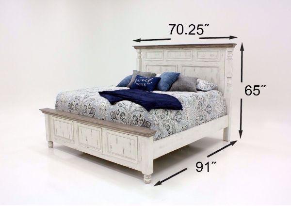 Rustic White Martha Bedroom Set by Vintage Showing the Queen Bed Dimensions | Home Furniture Plus Mattress