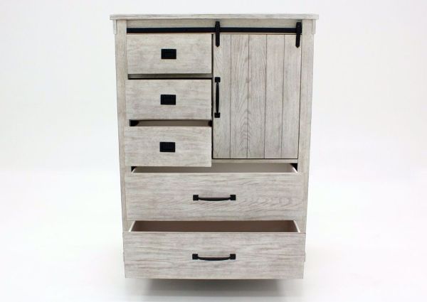 Distressed White Scott Chest of Drawers by Elements Facing Front With the Drawers Open | Home Furniture Plus Mattress