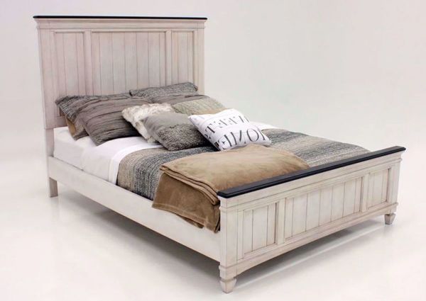 Off White Sawyer King Size Bed by Crownmark Showing the Angle View | Home Furniture Plus Mattress