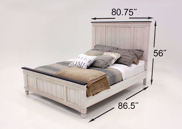 Off White Sawyer King Size Bed by Crownmark Showing the Dimensions | Home Furniture Plus Mattress