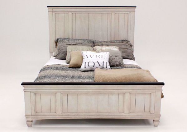 Off White Sawyer King Size Bed by Crownmark  Showing the Front View | Home Furniture Plus Mattress