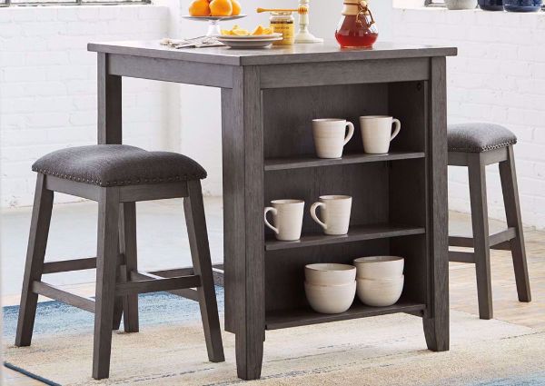 Antique Gray Caitbrook 3 Piece Counter Height Table Set by Ashley Furniture in a Room Setting | Home Furniture Plus Bedding