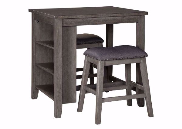 Antique Gray Caitbrook 3 Piece Counter Height Table Set by Ashley Furniture at an Angle | Home Furniture Plus Bedding