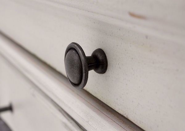 Close Up of the Drawer Knob on the White Kanwyn Dresser by Ashley Furniture | Home Furniture Plus Bedding