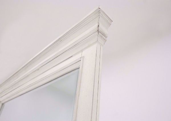 Close Up of the Corner of the White Kanwyn Mirror by Ashley Furniture | Home Furniture Plus Bedding