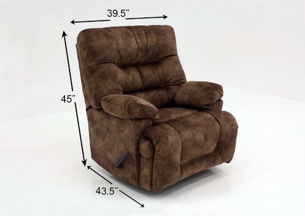 Light Brown Boss Rocker Recliner by Franklin Showing the Dimensions | Home Furniture Plus Mattress