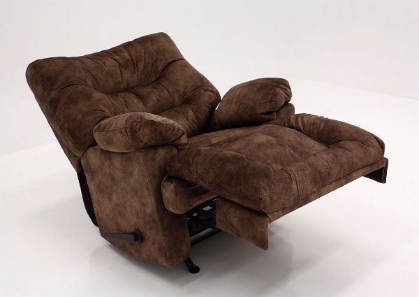 Light Brown Boss Rocker Recliner by Franklin Showing the Angle View Fully Reclined | Home Furniture Plus Mattress