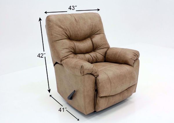 Brown Marshall Rocker Recliner by Franklin Showing the Dimensions | Home Furniture Plus Mattress