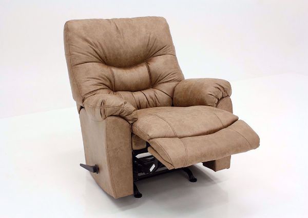 Brown Marshall Rocker Recliner by Franklin at an Angle With the Chaise Open | Home Furniture Plus Mattress