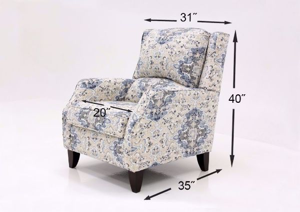 Blue-Multi Patterned Sabra Bluebell Accent Chair by Chairs America Showing the Dimensions | Home Furniture Plus Mattress