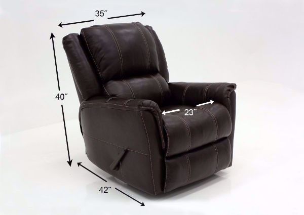 Chocolate Brown Mercury Swivel Glider Recliner by Homestretch Showing the Dimensions | Home Furniture Plus Mattress