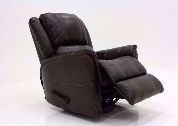 Chocolate Brown Mercury Swivel Glider Recliner by Homestretch at an Angle With the Chaise Open | Home Furniture Plus Mattress