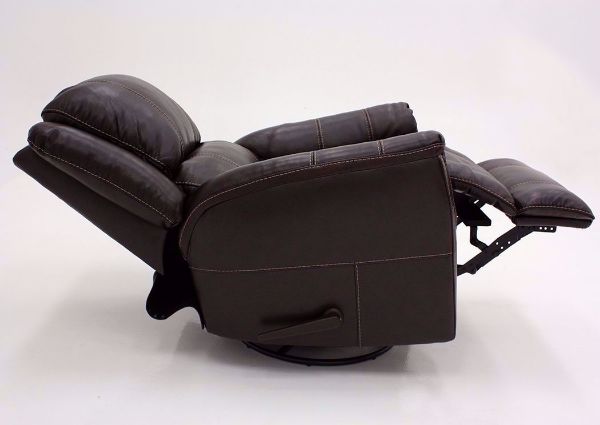 Chocolate Brown Mercury Swivel Glider Recliner by Homestretch Showing the Side View Fully Reclined | Home Furniture Plus Mattress