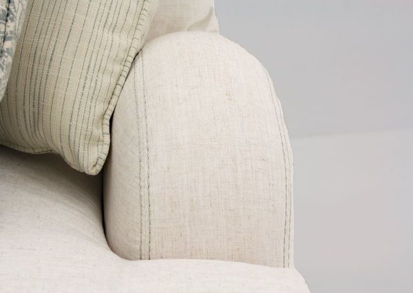 Off White Brinton Loveseat by Franklin Furniture Showing the Arm Detail, Made in the USA | Home Furniture Plus Bedding