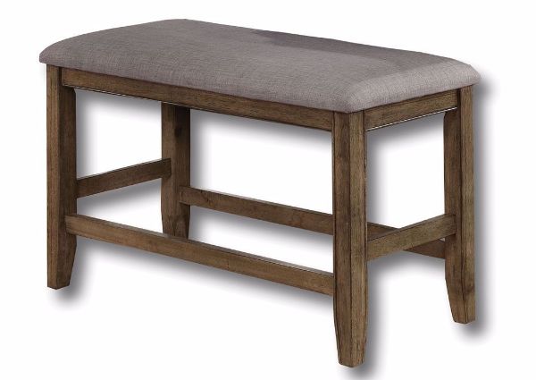 Brown Manning Bench With a Gray Upholstered Seat at an Angle | Home Furniture Plus Mattress