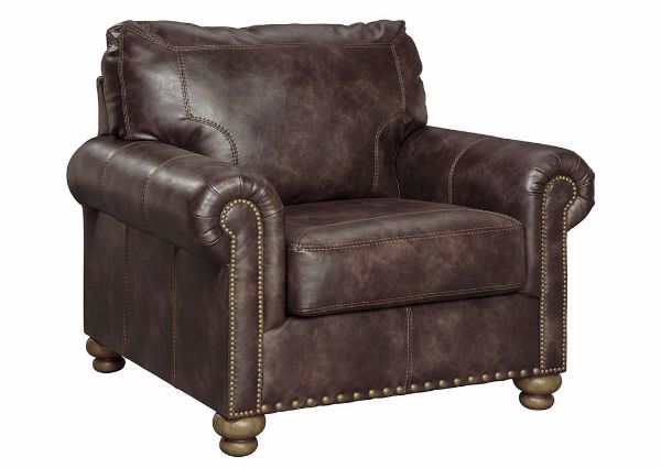 Front Facing Nicorvo Chair by Ashley Covered in Brown Upholstery with Accent Pillows | Home Furniture Plus Bedding