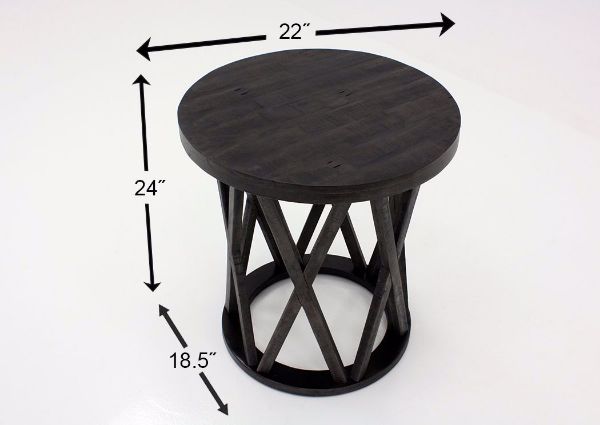 Dimension Details for the Sharzane End Table by Ashley with Dark Gray Finish | Home Furniture + Bedding