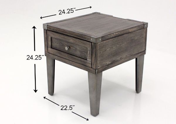 Dimension Details on the Side Angle View of the Chazney End Table by Ashley with 1 Drawer | Home Furniture Plus Bedding
