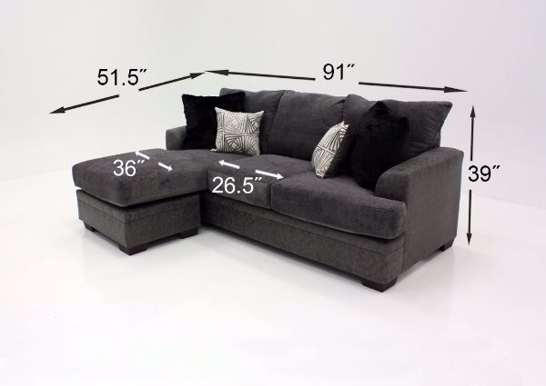 Gray Akan Sofa with Chaise Dimensions | Home Furniture Plus Bedding