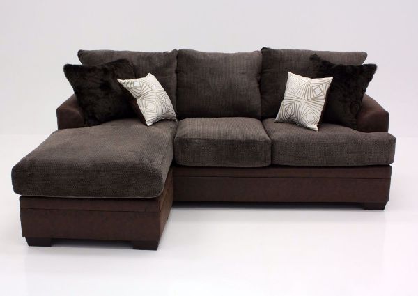 Brown Akan Sofa with Chaise, Front Facing with the Chaise on the Left | Home Furniture Plus Bedding