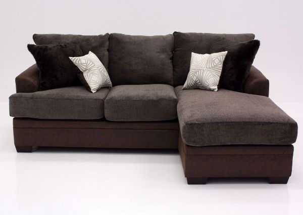 Brown Akan Sofa with Chaise, Front Facing with the Chaise on the Right | Home Furniture Plus Bedding